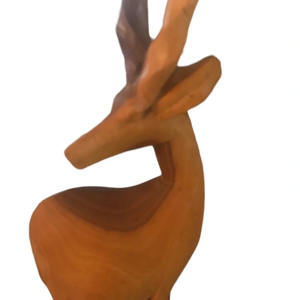 African Wood Carved Gazelle Antelope 12.5”HX5.4.5”W Collector Man Cave Mantel